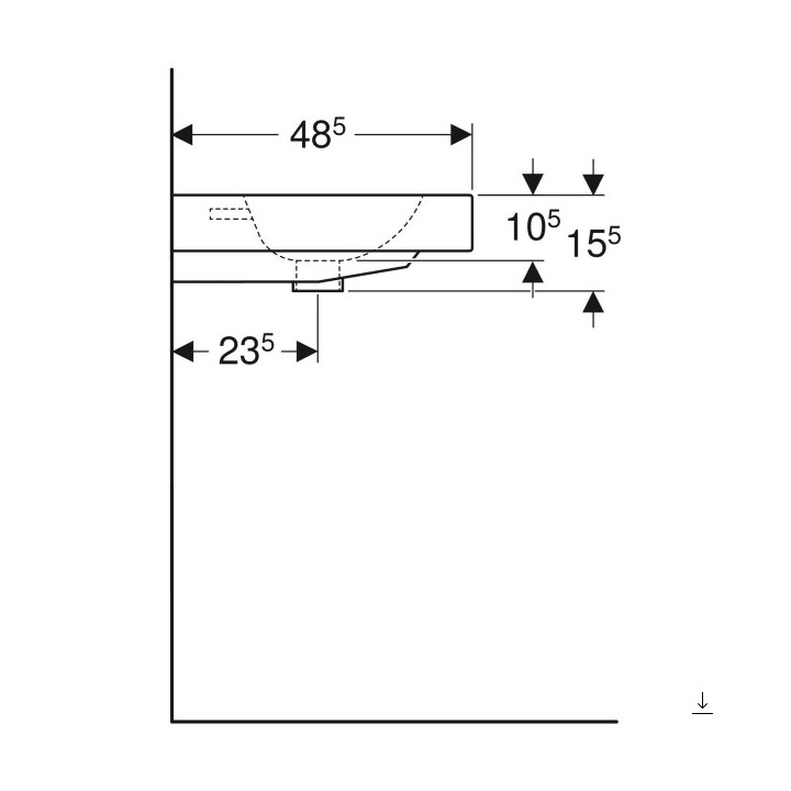 Waschtisch rechteckig 120x48,5cm mit zwei Löchern  Geberit iCon, weiß