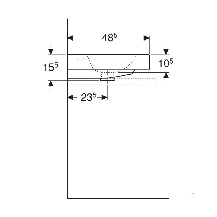 Aufsatzwaschtisch rechteckig 60x48cm   Geberit iCon, weiß