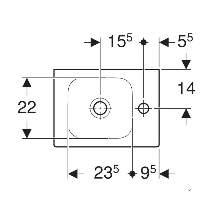 Aufsatzwaschtisch rechteckig 75x48cm Geberit iCon, weiß