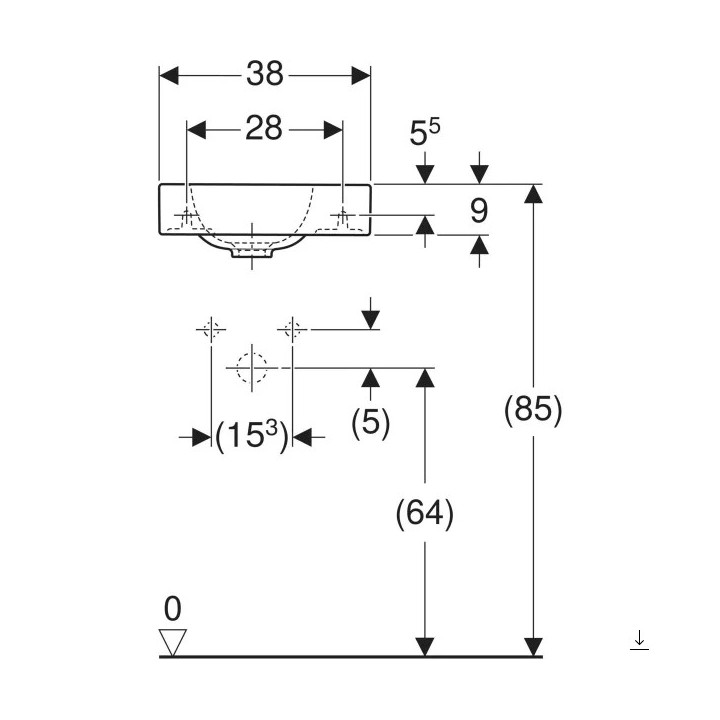 Aufsatzwaschtisch rechteckig 75x48cm Geberit iCon, weiß