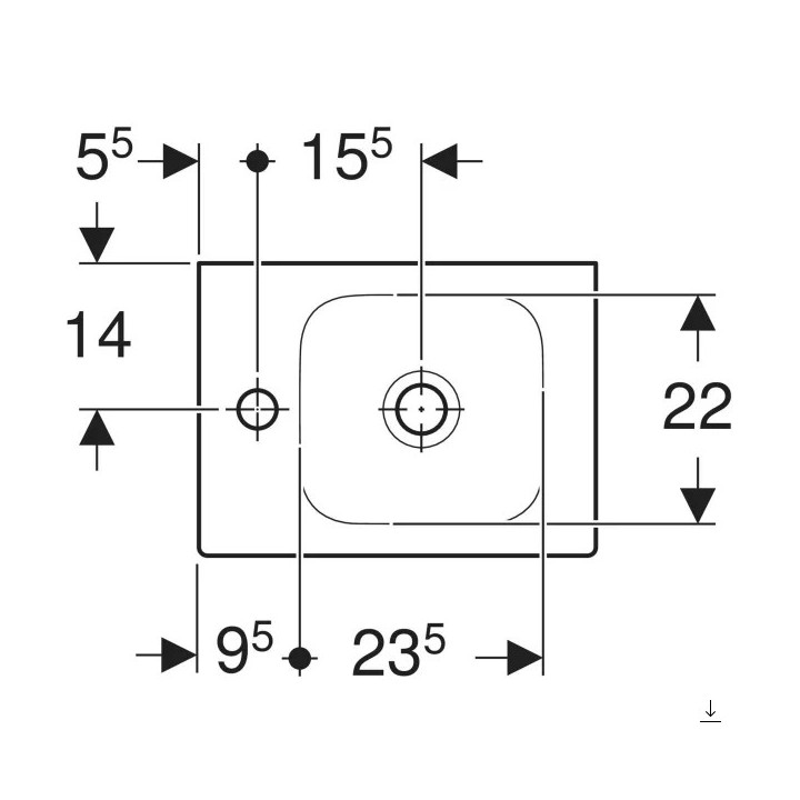 Waschtisch rechteckig 38x28cm Geberit iCon, weiß