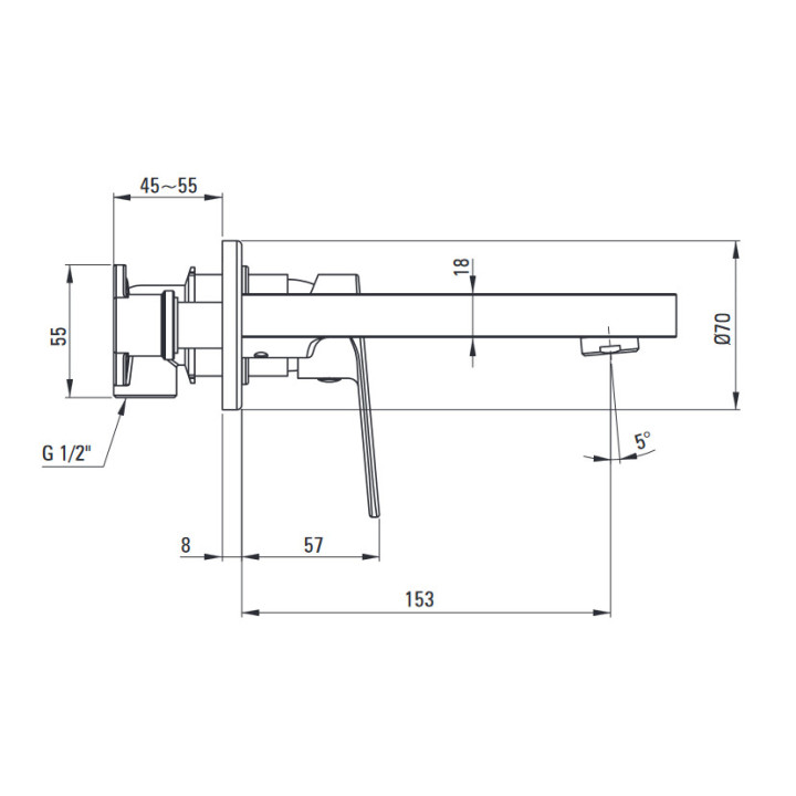 Brausearmatur Einhebel- zur Wandmontage rozstaw- 10cm Deante Alpina, Chrom