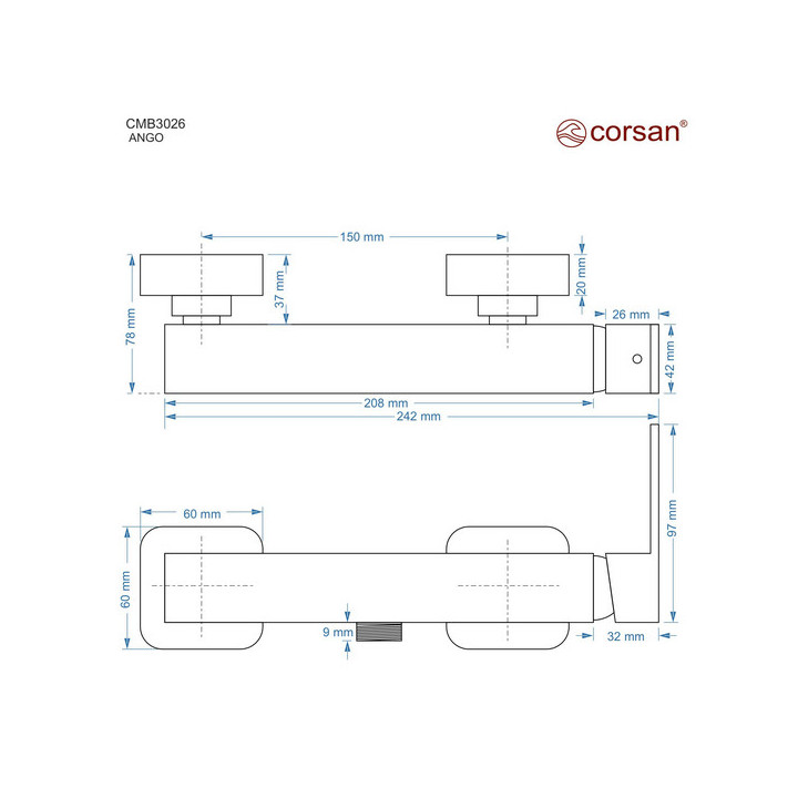 Dusch-set Corsan Lugo schwarz Armatur mit Handbrause Dusch-