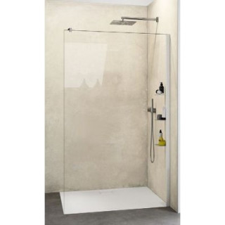 Duschwand freistehend 100x200cm Walk-in, Huppe Select+, transparentes Glas, Profilfarbe silbern matt