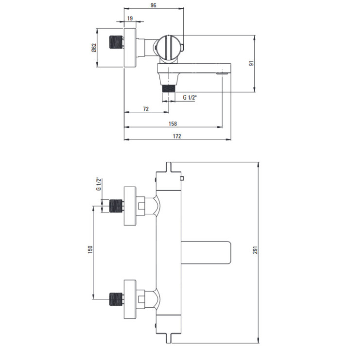 Brausearmatur thermostatisch, Deante, titanium