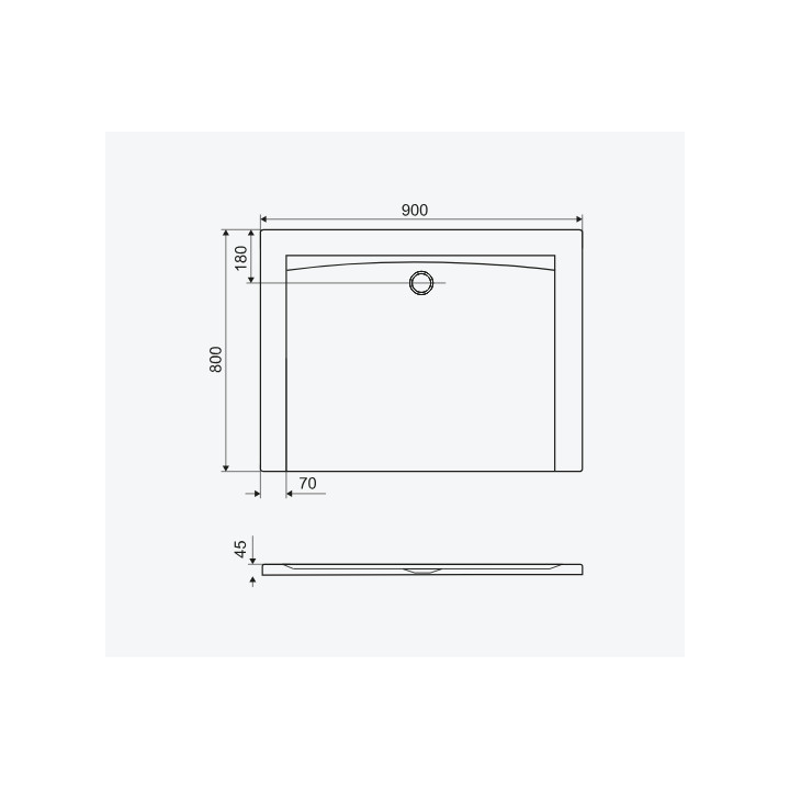 Duschwanne rechteckig 90x80cm, niedrig, Excellent Forma, weiß