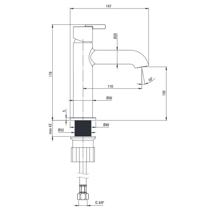Waschtischarmatur hoch, Deante Silia, titanium