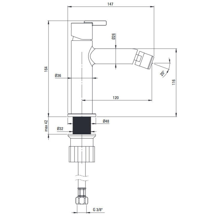 Waschtischarmatur mit rechteckigem Auslauf, Deante Silia, titanium