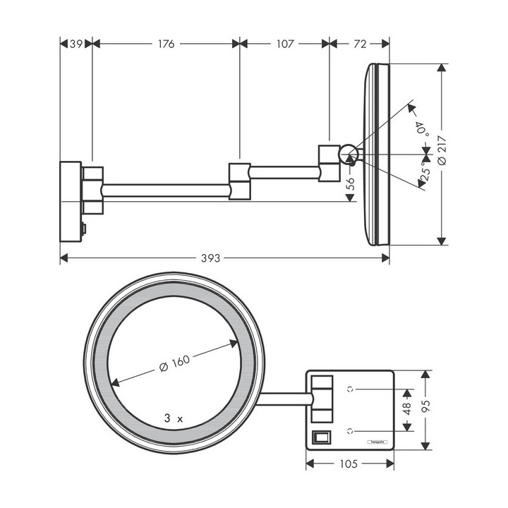 Kosmetikspiegel mit Beleuchtung LED, Hansgrohe AddStoris, Chrom