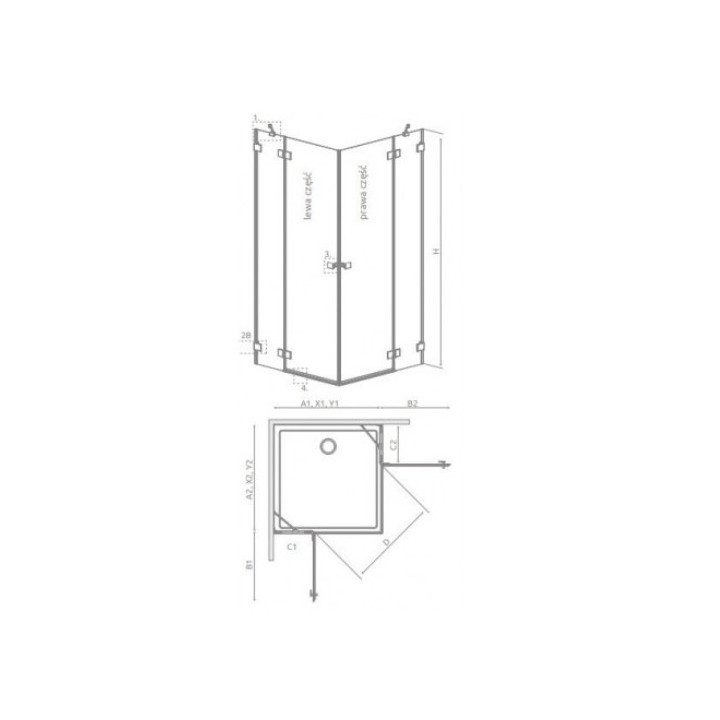 Teil rechts Kabine Radaway Essenza Pro Black KDD, 800x2000mm, Glas transparent, schwarz profil