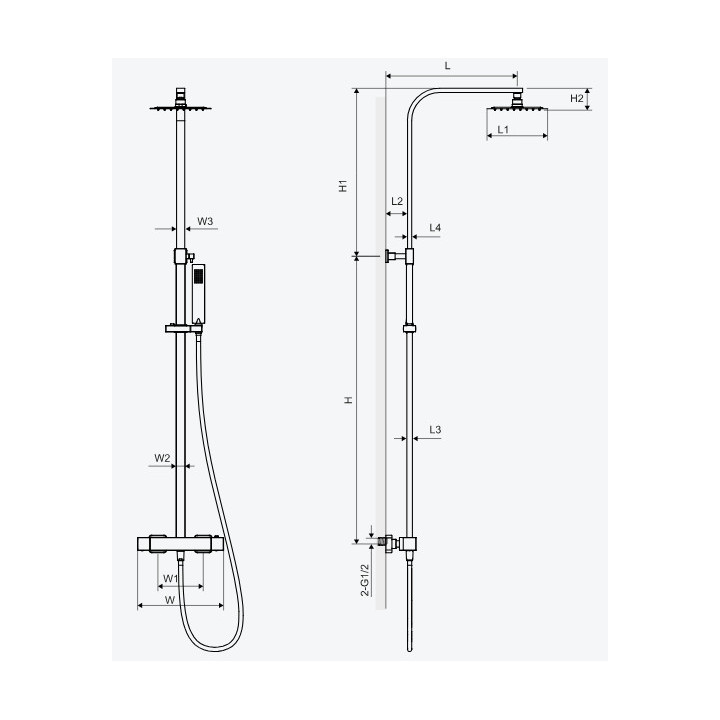 Excellent Dusch-set thermostatisch Rain Square Chrom