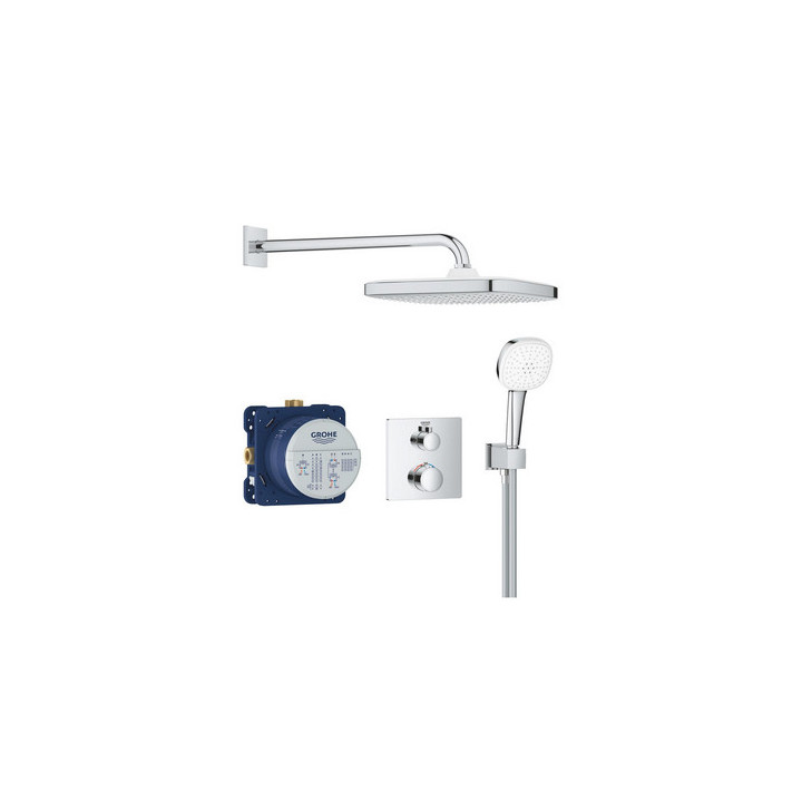 Unterputz Dusch-Set mit Kopfbrause Tempesta 250 Cube, Grohe Groheterm, Chrom
