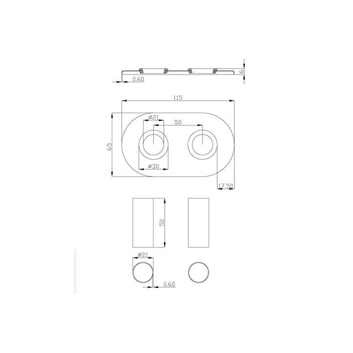 Set thermostatisch Invena uniwersalny (prawy, lewy), dwuotworowy typu Duoplex Prov - schwarz matt