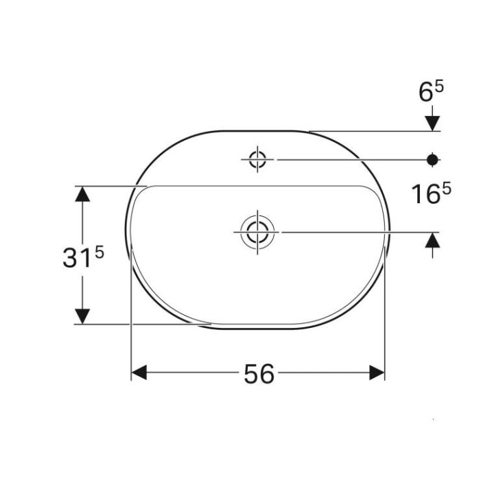 Geberit Variform Einbauwaschtisch, eliptyczna, 60cm, z Überlauf, mit Hahnloch