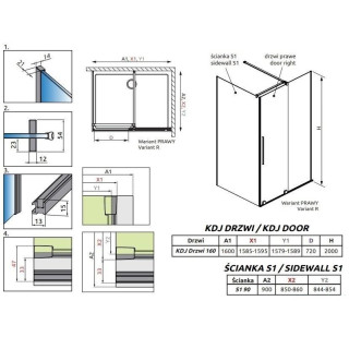 Radaway Furo KDJ Kabine 90x90cm links Glas transparent