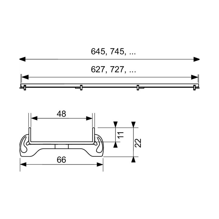 Rost prosty TECE Plate 1200 mm Glanz do wklejenia płytek- sanitbuy.pl