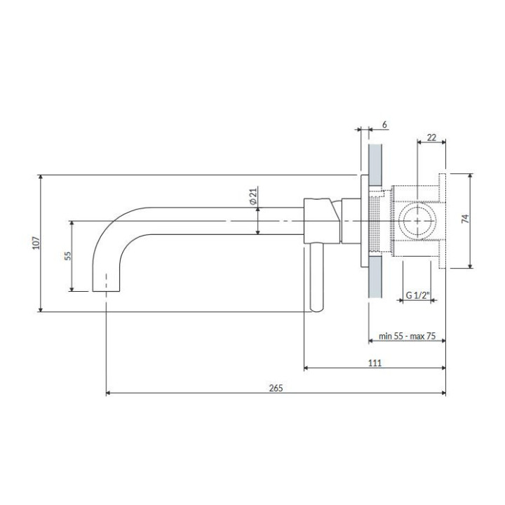 Waschtischarmatur Omnires Unterputz, schwarz