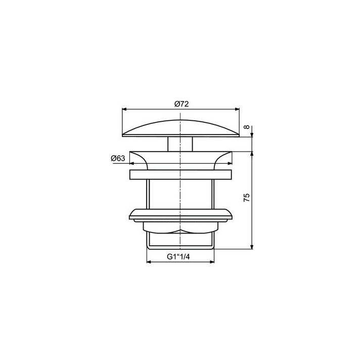 Korek do umywalek ohne Überlauf G1 1/4, Ideal Standard Multisuite, satynowa czerń
