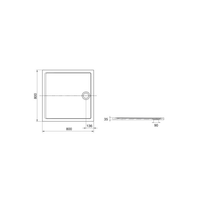 Duschwanne kompozytowy STONEX® 80x80cm, Roca Aeron, weiß 