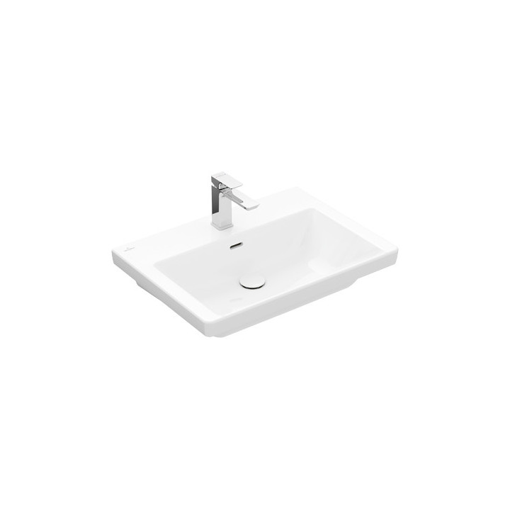 Waschtisch rechteckig z Überlauf ohne Hahnloch 65x47cm, Villeroy&Boch Subway 3.0, Weiss Alpin CeramicPlus,