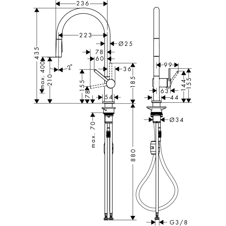 Küchenarmatur Hansgrohe Talis M54 220 1jet, stehend, obracana Auslauf, Stahl Szlachetna Finish