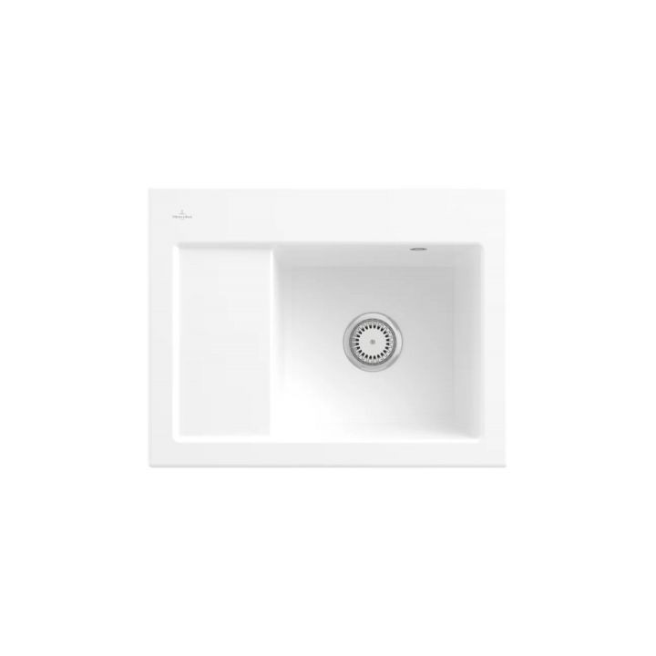 Zlewozmywak Keramik zum Einbau 52,5x51 cm Villeroy & Boch Subway 50 S, 1-komorowy CeramicPlus, bez ociekacza - weiß Weiss Alpin