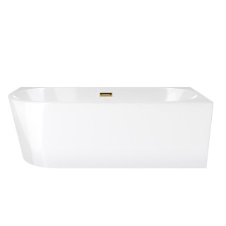 Eck-badewanne zur Wandmontage Corsan INTERO rechts 160 cm z wykończeniem złotym - weiß