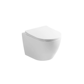 Becken Toiletten- hängend Omnires SILENT POWER bezkołnierzowa 49 x 37 cm, mit WC-Sitz mit Softclosing - weiß Glanz