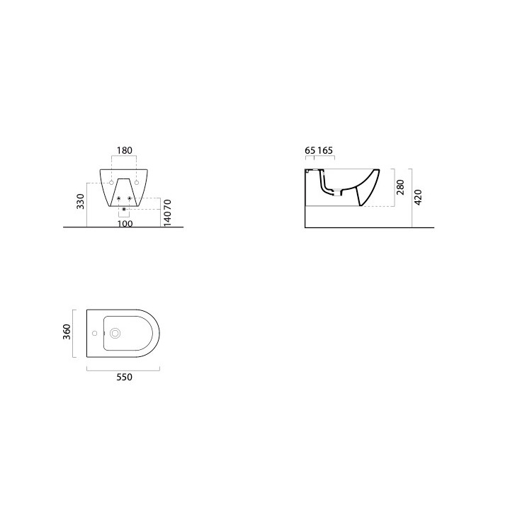 Bidet hängend GSI Pura 50x36 cm, mit Schicht ExtraGlaze - weiß