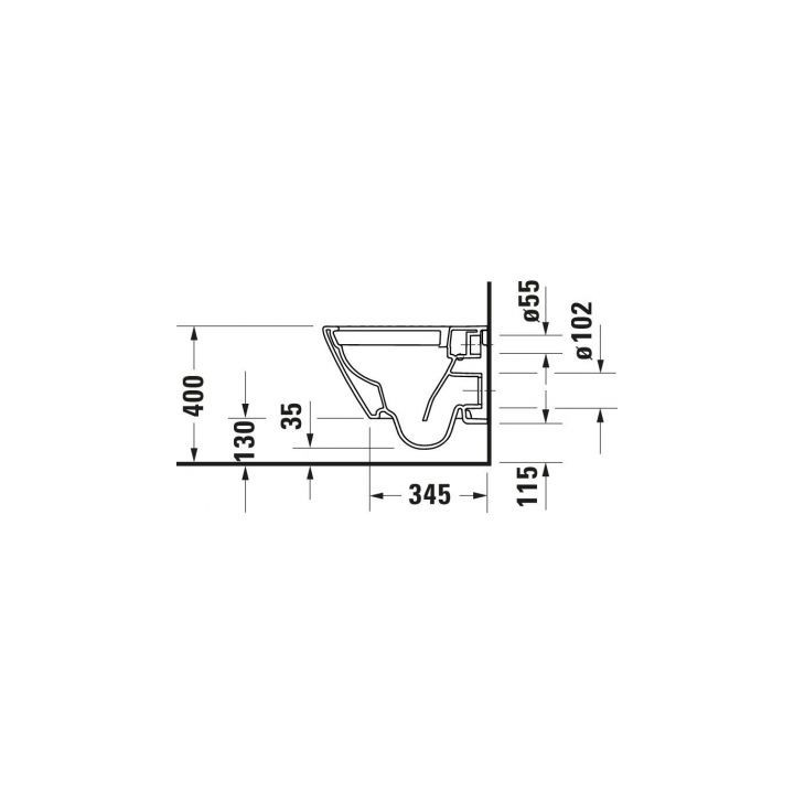 Wand-wc WC Duravit D-Neo, 48x37cm, bez kołnierza, mit Schicht WonderGliss weiß