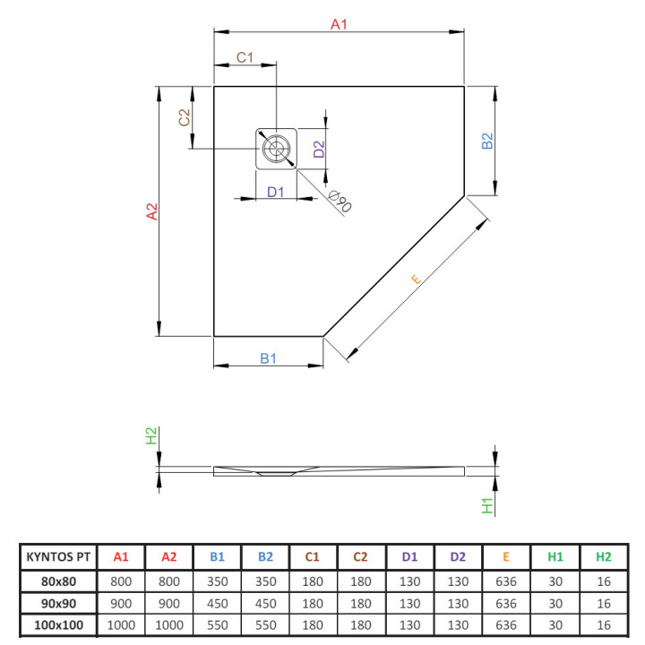 Duschwanne fünfeck lewy mit Verkleidung Radaway Doros PT E Compact 100x80cm weiß