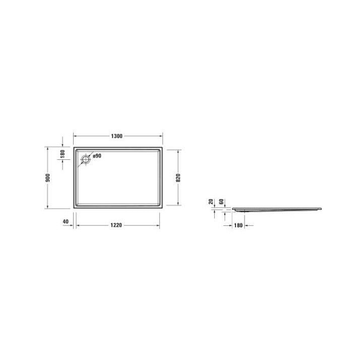 Duschwanne Duravit Starck Slimline rechteckig 120x100 cm