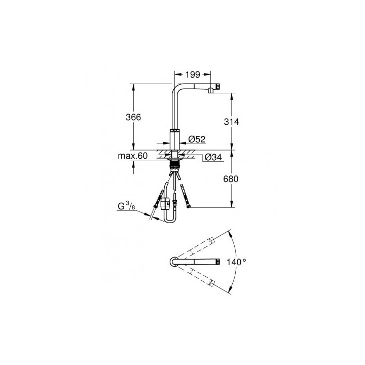 Spültischarmatur Grohe Minta SmartControl, herausziehbarer Auslauf, hard graphite