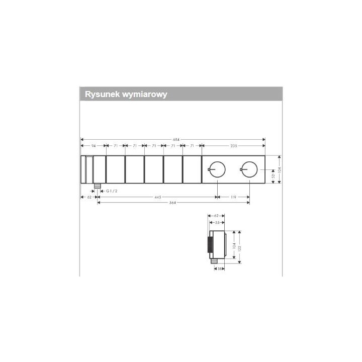 Wannenarmatur freistehend Axor Edge, 2 wyjścia wody, szlif diamentowy, Dusch-Set, Chrom