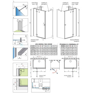 Seitenwand S1 90 für die Kabine Radaway Essenza New, transparentes Glas 