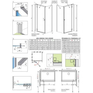 Seitenwand S1 70 Radaway Essenza New Black KDJ 66.7-68.2-200cm, profil schwarz, Glas transparent