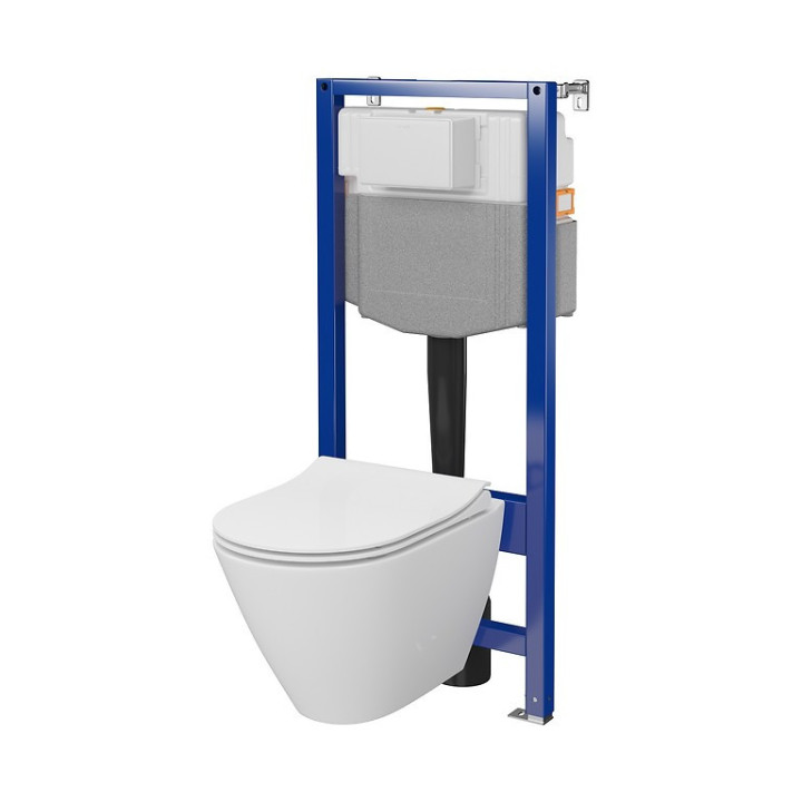 Becken WC zawieszana Cersanit City Oval mit WC-Sitz mit Softclosing, weiß