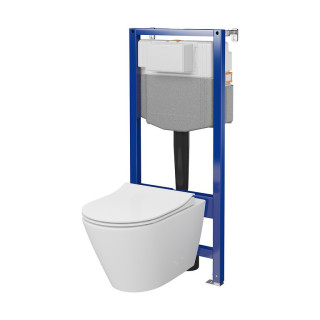 Set Cersanit SET15: Gestell Aqua 50 PNEU QF + Wand-WC City By Oval Cleanon mit WC-Sitz mit Softclosing