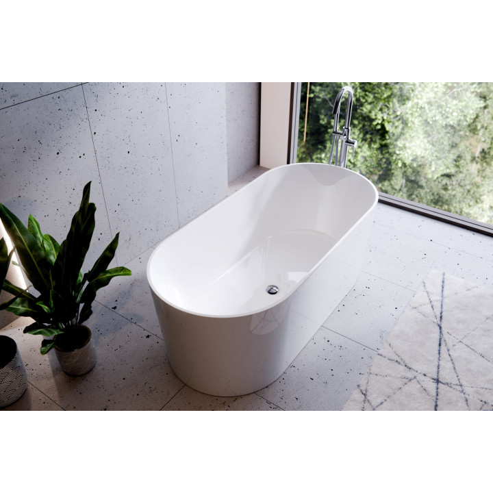 PYTAJ O RABAT ! Badewanne freistehend Besco Goya XS 142x62cm, klik-klak weiß czyszczony od góry - weiß