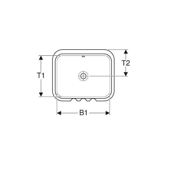 Geberit Variform Unterbauwaschtisch, rechteckig, B53cm, H17.8cm, T44cm, z Überlauf, ohne Hahnloch
