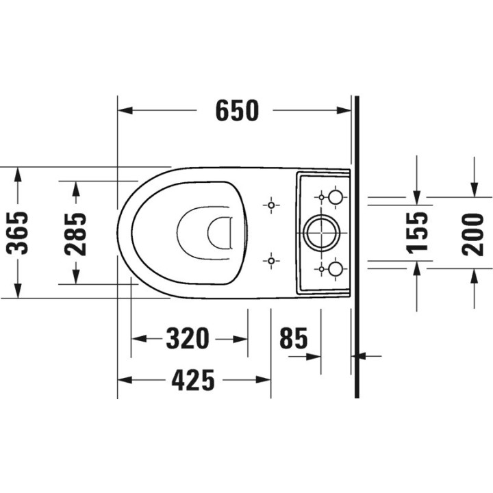 Becken Toiletten- hängend Compact Duravit Rimless DuraStyle - weiß mit Schicht WonderGliss