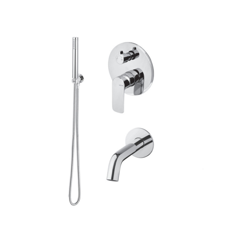 Dusch-set Vema Timea, Unterputz, 2 wyjścia wody, mit Auslauf 17cm, Chrom