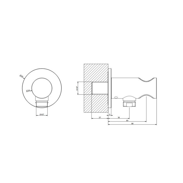 Anschlussbogen Gessi Anello, mit Griff - Copper Brushed PVD