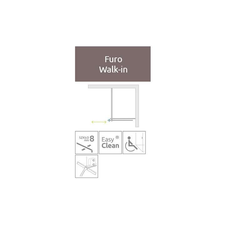 Duschkabine Radaway Furo Brushed Gold Walk-in 1200x2000 mm, ze stabilizatorem poprzecznym, rechte Version - Glas transparent, pr