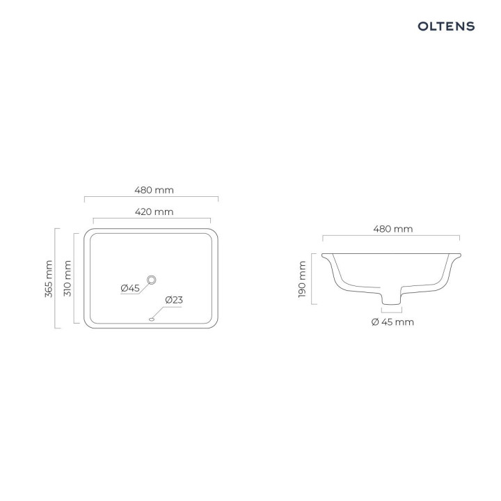 Aufsatzwaschtisch Oltens Hamnes, 60x42,5cm, oval, ohne Überlauf, powłoka SmartClean, weiß