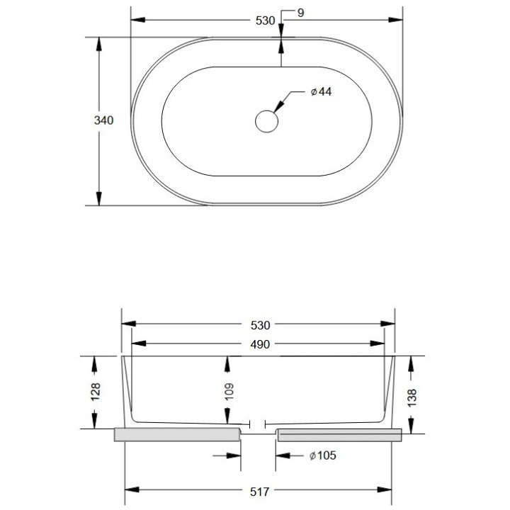 Waschtisch Besco Assos Aufsatz 40x50x15 cm, weiß