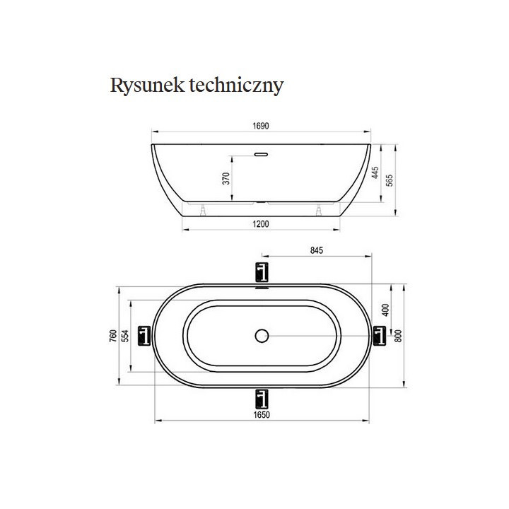 Badewanne freistehend do ściany Ravak Freedom Corner 170x80 cm, wariant lewy - weiß, osłona odpływu weiß