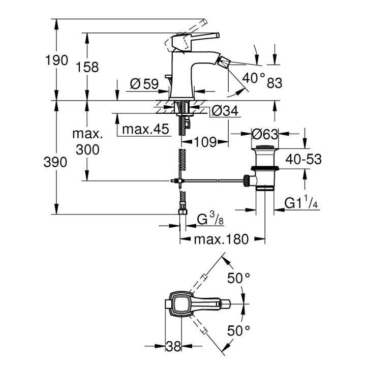 Bidetarmatur Grohe Grandera Einhebel- DN 15