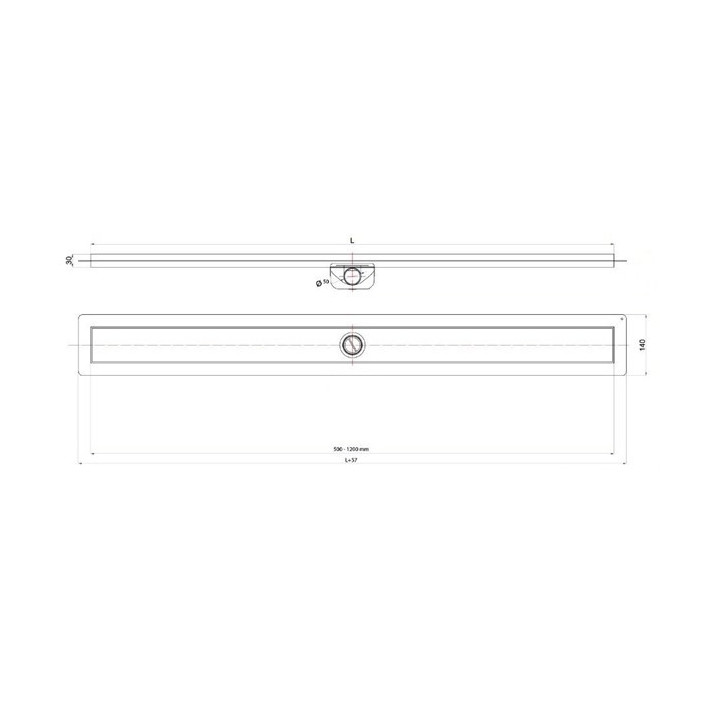 Ablaufrinne, pełny Set,  Wiper New Premium, 600mm, wzór Ponente, Finish szlif