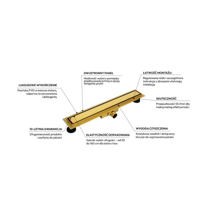 Ablaufrinne podłogowy Balneo Slim & Low ProLine Copper 70 cm - miedziany